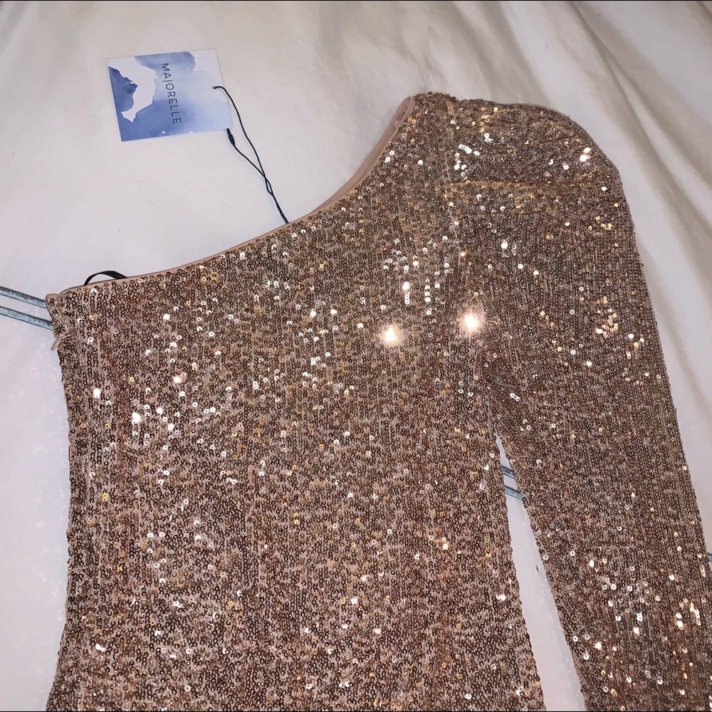 Gold sequin body suit majorelle